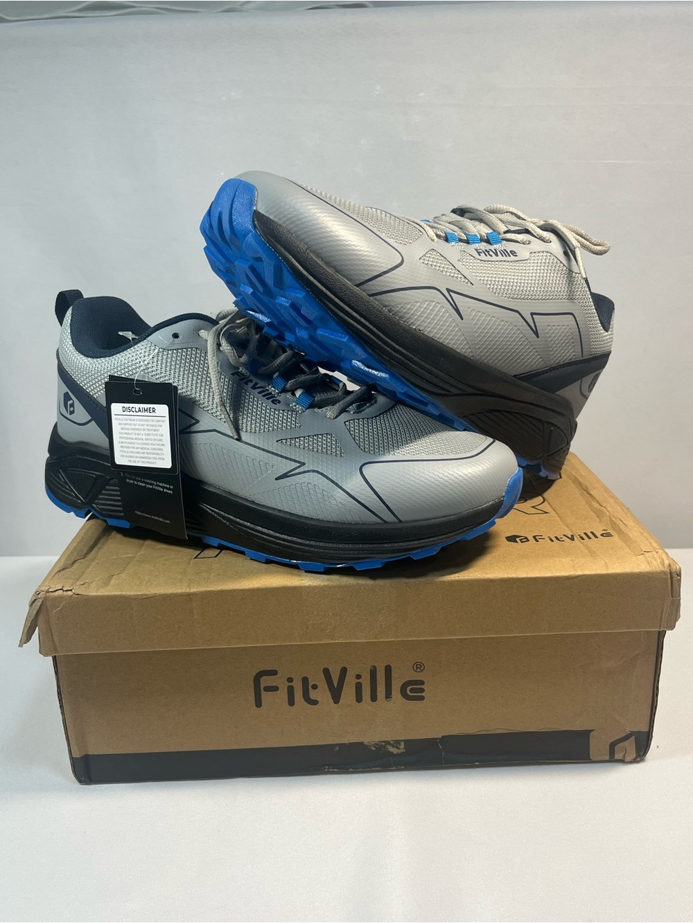 FitVille Mens AllTraction Trail V3 Silver Mist Hiking Shoes 10 EW Extra Wide